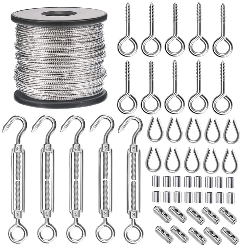 

Садовый набор для проволоки/ванной/проволочной решетки, прочный трос из нержавеющей стали 30 м, винт с петлей