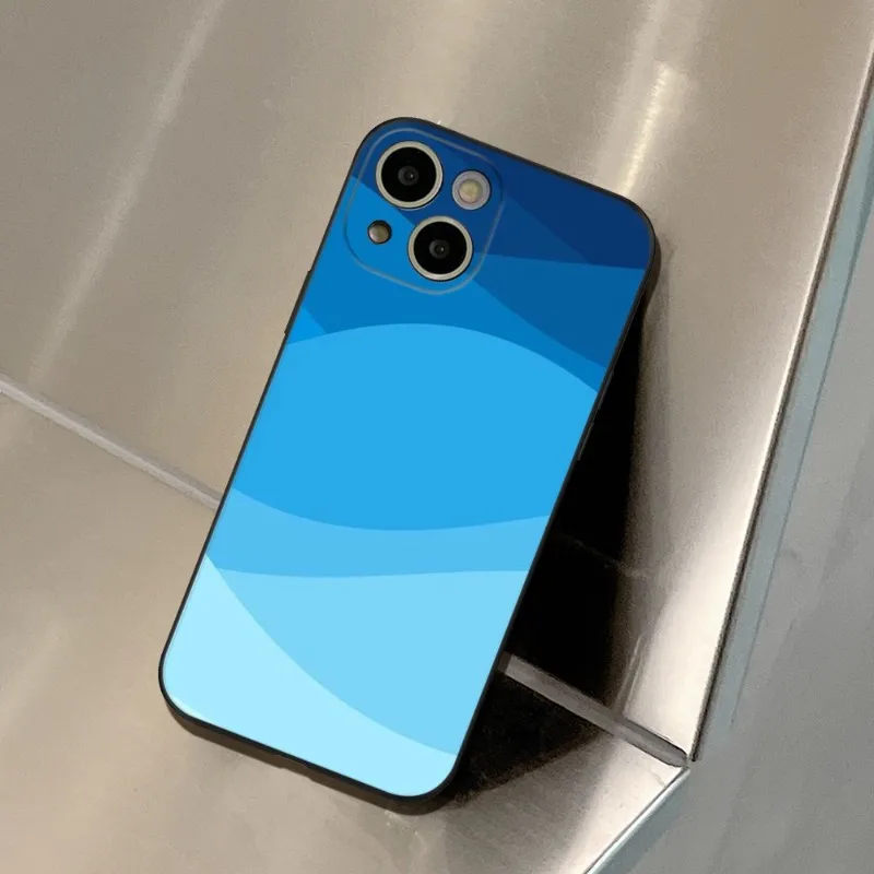 Blue Wave geometric Phone Case FOR IPhone 14 13 11 12 Pro 8 7 Plus X 13 Pro MAX XR XS MINI Black Covers