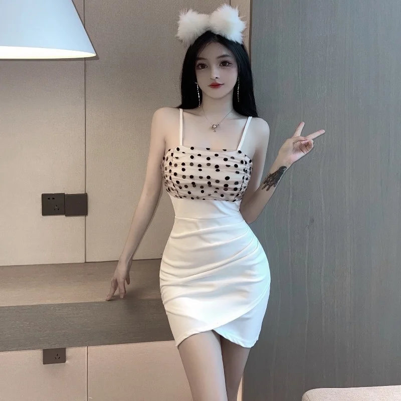 

#3259 Black White Red Pink Backless Mini Dress Women Strapless Short Party Night Club Pencil Spaghetti Strap Dress Spliced Mesh