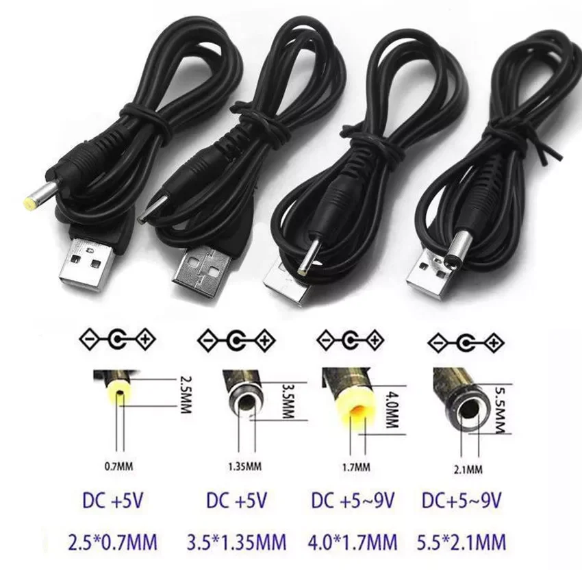 

5V DC Charger Power Cable Cord USB A Male to 2.1/2.5*0.7/4.0*1.7/3.5*1.35 5.5mm Barrel Jack Power Cable Cord Connector