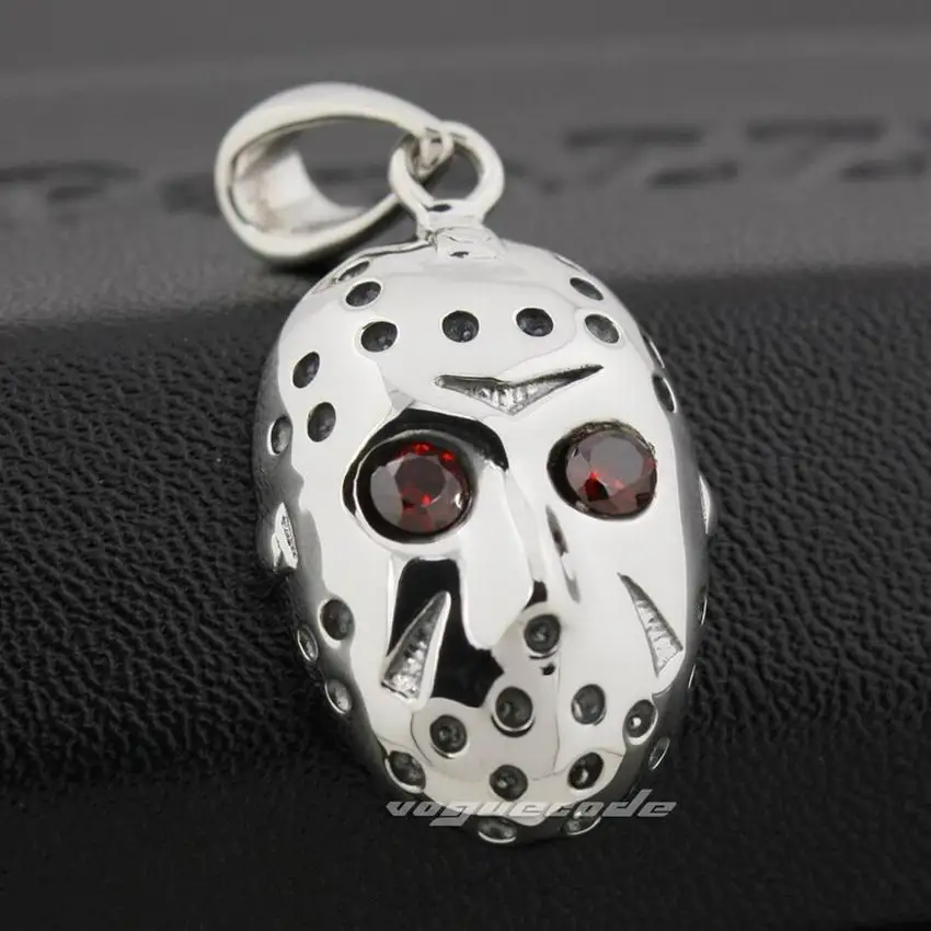 CZ Stone Eyes Стерлингового Серебра 925 пробы Хэллоуин Джейсон Хоккей Подвеска Байкер