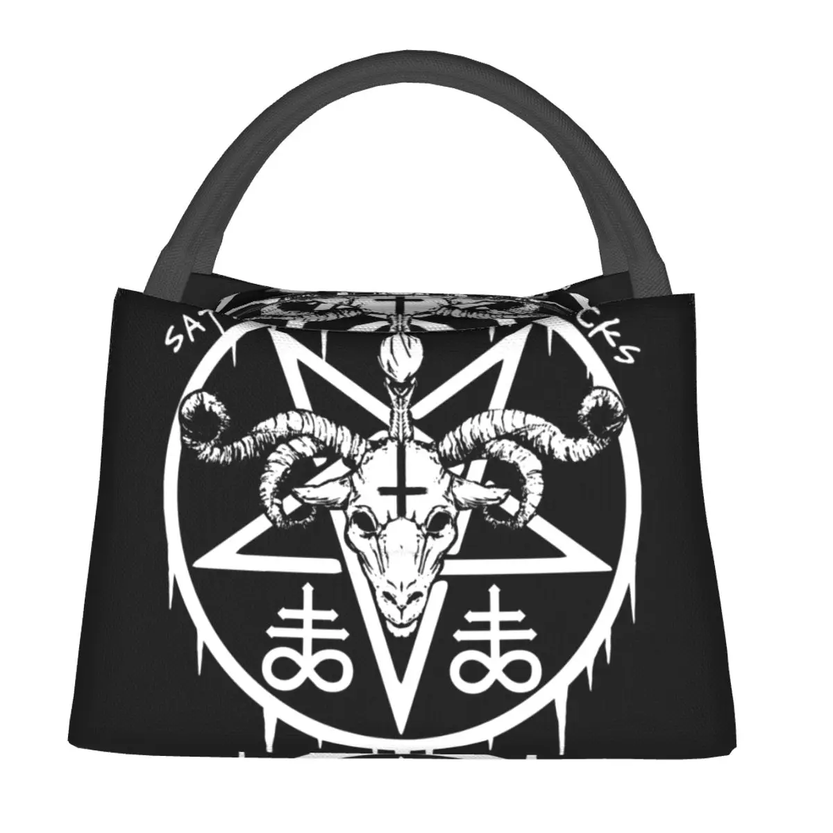 

Baphomet HAIL SATAN ROCKS Lunch Bag Satanic Occult Graphic Design Lunch Box Office Cooler Bag Portable Thermal Tote Handbags