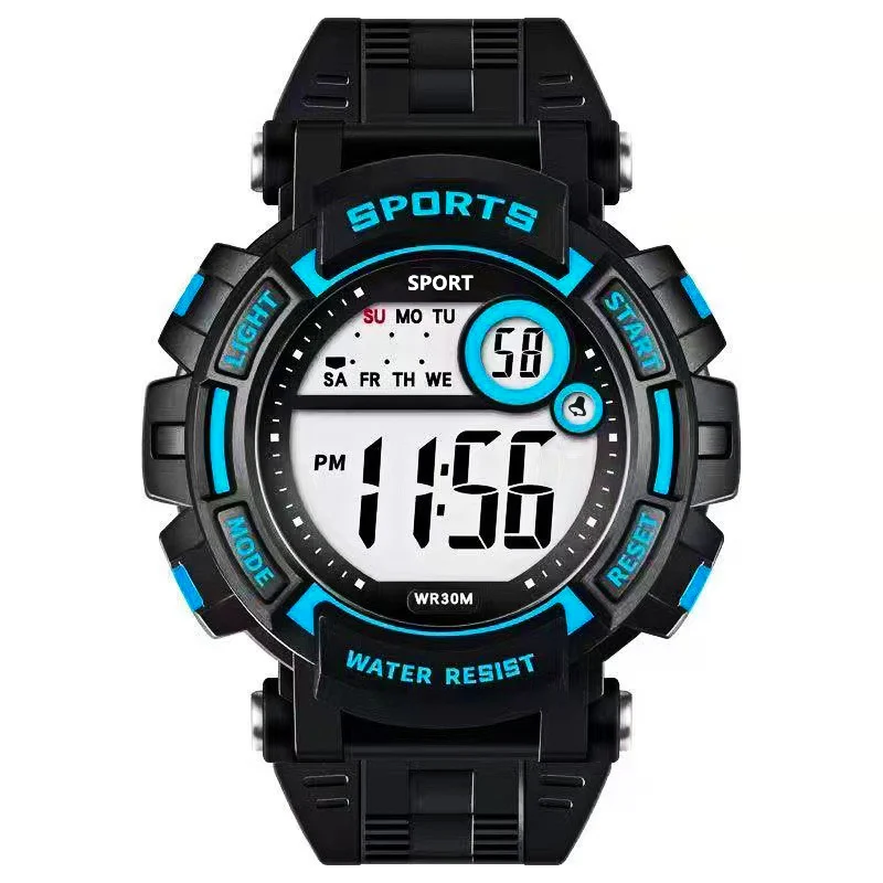 New Sports Teenagers Luminous Alarm Electronic Watch Couples Fashion Trend Watch Boys Boys Multifunctional Waterproof Wristwatch