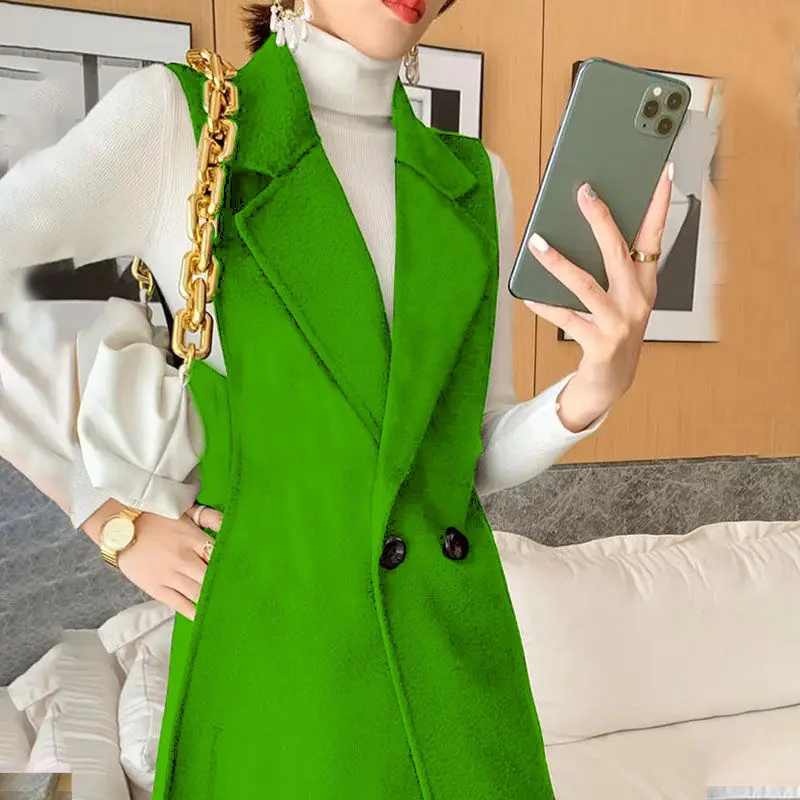 

Casual Blazer Women Vest Office Lady Long Suit Vest Spring Autumn Female Solid Color Waistcoat Sleeveless Jackets Coats E355