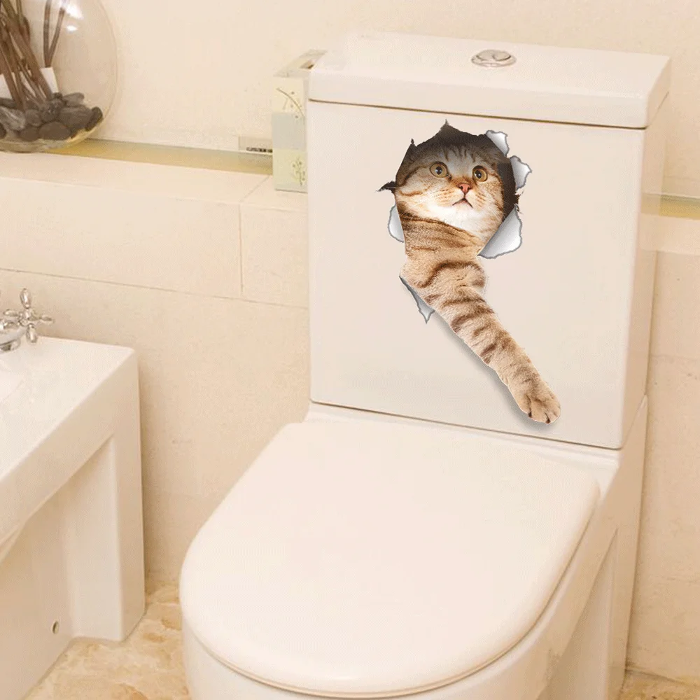 

Cute Cat 21x30cm Living Room Toilet Stickers Naughty Animal Wall Decals PVC Mural Art Decor Interior Sticker Decoration