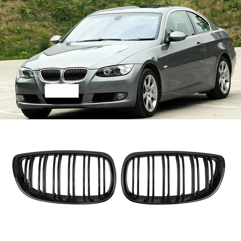 

Carbon Fiber Car Front Bumper Grilles For BMW 3 Series E92 E93 M3 Racing Grill Kidney Dual Line Glossy Grille Grills 2006-2009