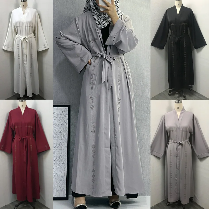 

Женское свободное кимоно в стиле Дубай, повседневное традиционное Макси-платье в мусульманском стиле с бриллиантами, одежда в исламском стиле, Eid al-Adha