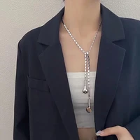 creative long earphone pendant necklaces for women men titanium steel neck chain necklace jewelry collares hip hop accessories