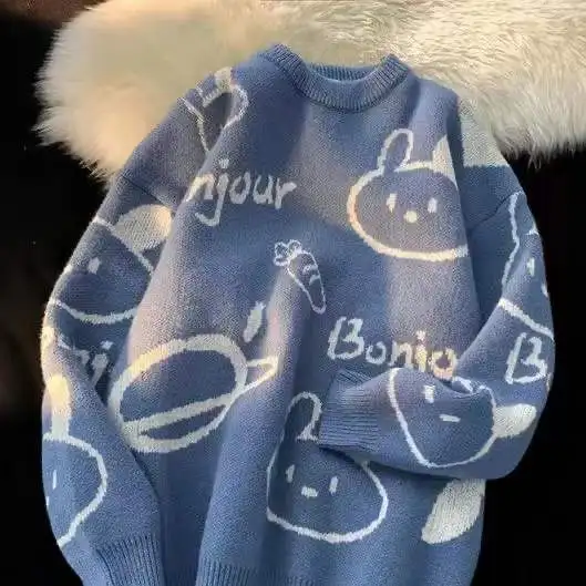 Женские пуловеры утепленный осенний Свитер оверсайз с круглым вырезом и принтом