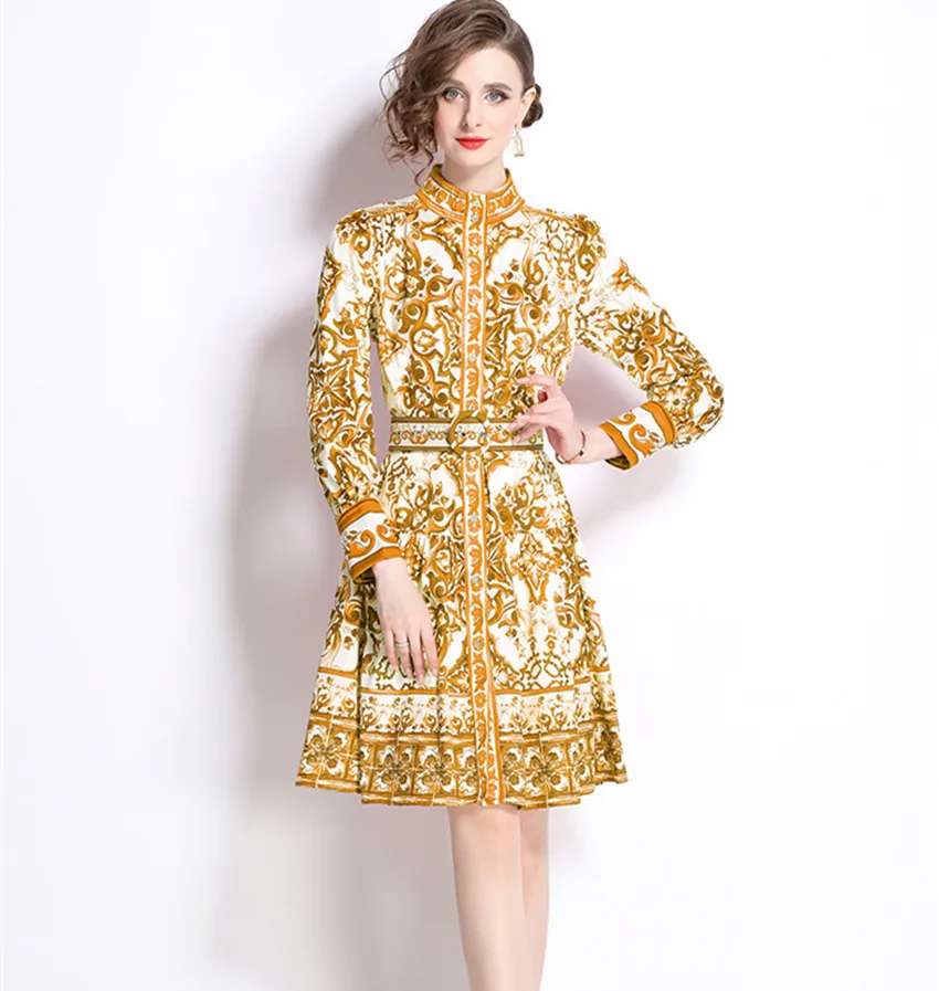 Женское однобортное платье в стиле бохо модное винтажное зеленого и белого цвета