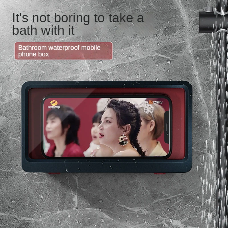 

Wall-mounted Waterproof Mobile Phone Box Bathroom Anti-fog Mobile Phone Rack Can Touch Screen Viewing Mobile Phone Storage Rack