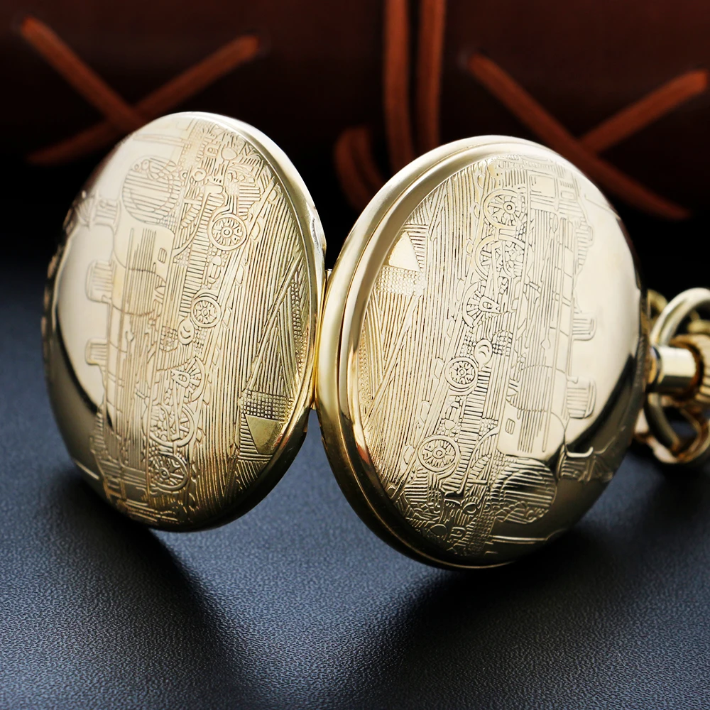 Retro London Train Carving Mechanical Pocket Watch High Quality Unisex Necklace Timing Pendant for Men and Women Gift Pjx009