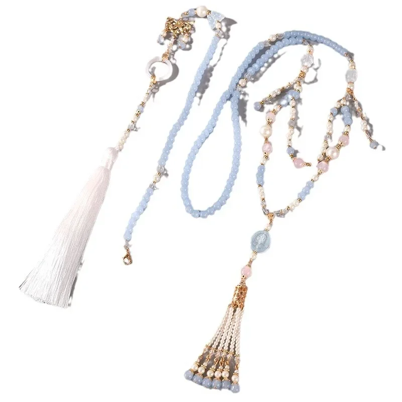 Ожерелье из синих бусин в винтажном стиле новая китайская мода аксессуары для