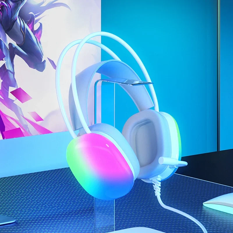 PSH-600 Проводные Игровые наушники HD шумоподавление RGB подсветка микрофон объемный