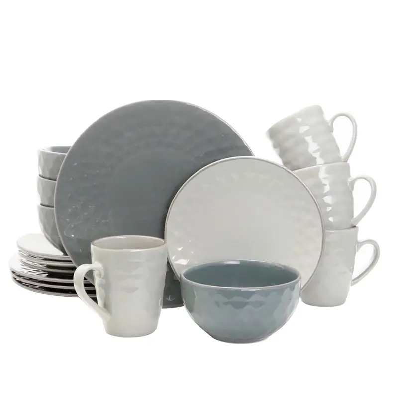 

Набор посуды из 16 предметов из таитянского жемчуга, туманный синий набор посуды, кухонные принадлежности, набор обеденного стола, тарелки и миски и блюдо
