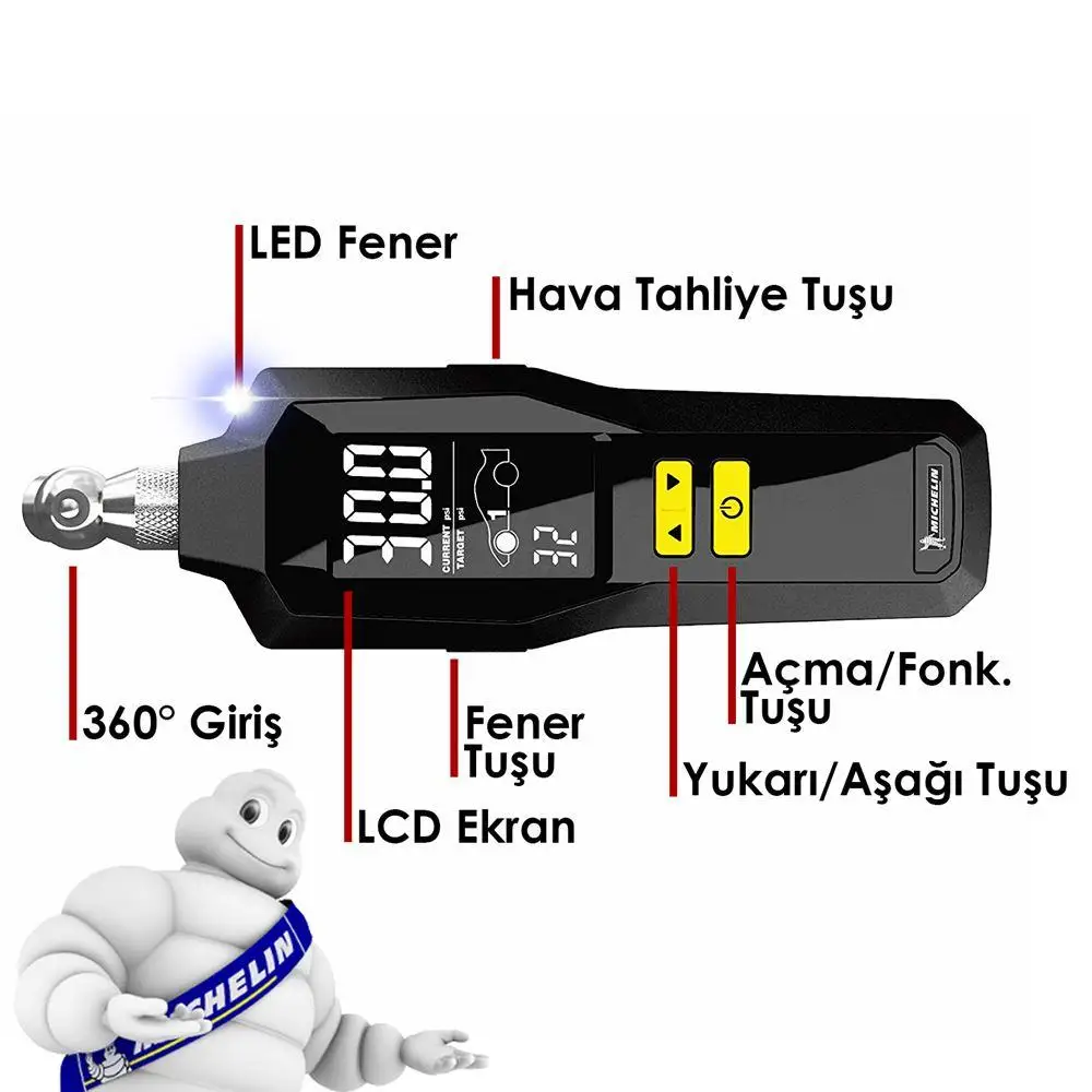 Цифровой манометр в шинах Michelin MC12295 99PSI | Автомобили и мотоциклы