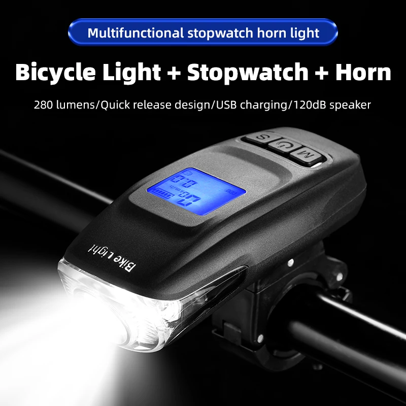 

T6 LED Bicycle Light Mountain Bike Flashlight 1000LM USB Charging Code Meter Light with Horn Bike Light Cycling Accessories