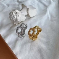 rhombus chain stitching ring exaggerated metal irregular cold wind niche fashion trend jewelry accessories