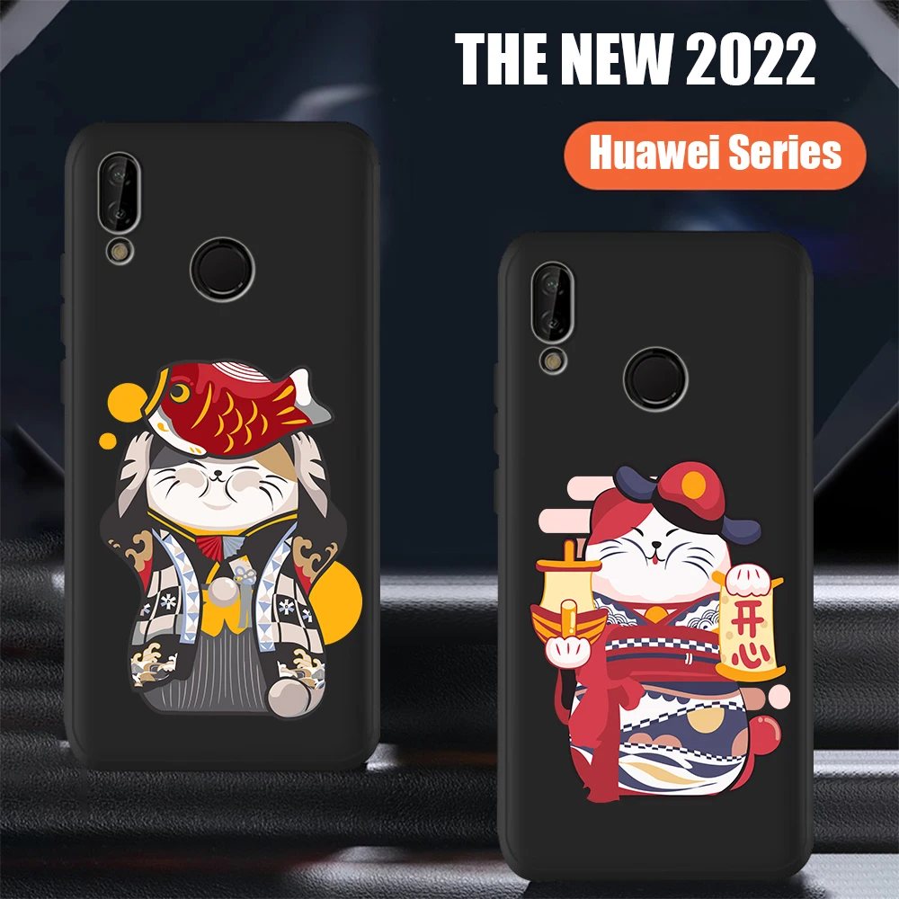 

Cartoon cute Lucky Cat Fancy silicone etui funda For Huawei P40 P30 P20 P10 P8 Lite 2017 Mate 30 20 10 Lite Pro Phone Case cover