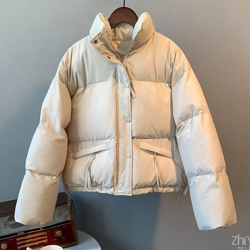 2022 Autumn Winter Loose Women Parkas Long Sleeve Zipper Solid Ladies Jacket Casual Female Clothes Outwear Coats