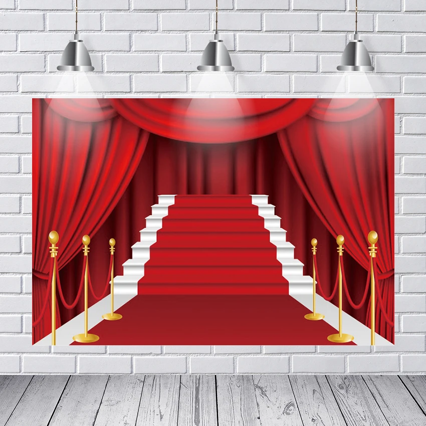 

Stage Red Carpet Curtain Light Music Party New Year Christmas Background Photography Backdrop Photophone Photozone Photocall