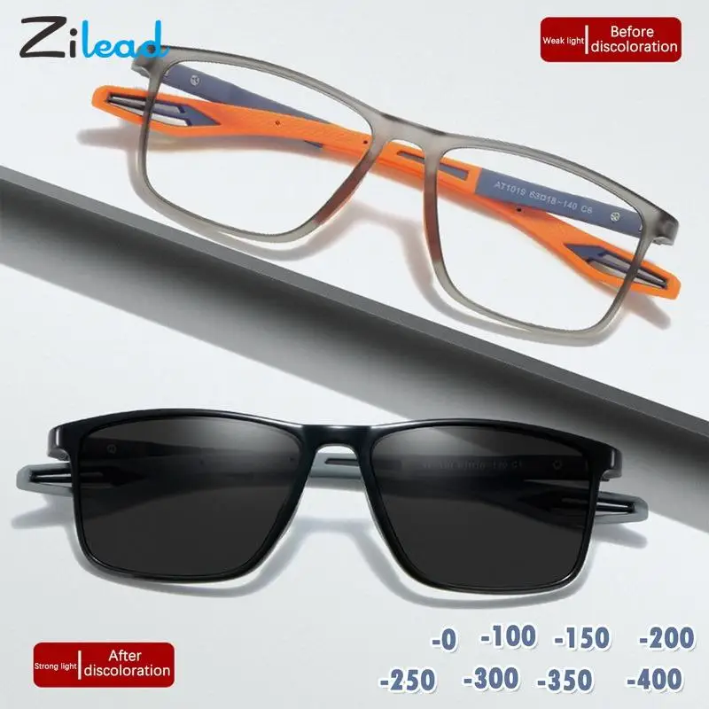 

Zilead Photochromic Vintage Myopia Glasses Silicone Sports Ultralight Men Women Anti Blue Light Myopic Flexible Eyeglasses 0-1-4