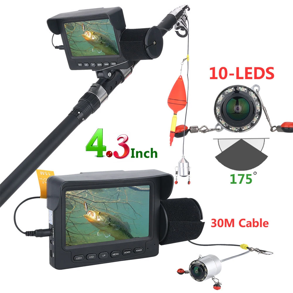Underwater Fishing Camera 4.3 Inch Monitor LCD/ IR LED Night Vision Camera For Fishing No Fishing Rod River/Sea Video Fishing
