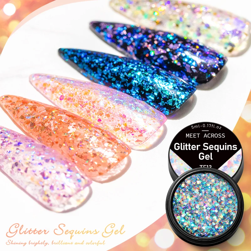 

5ml Aurora Glitter Gel Nail Polish Top Coat Hybrid Gel Varnish Clear UV Gellak Glittler Lacquer Art Vernis Semi Permanent