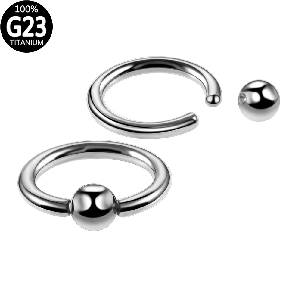 

2PCS G23 Titanium Captive Bead Ring Hoop BCR Eyebrow Tragus Closure Nipple Bar Lips Nose Rings Cartilalge Piercing Body Jewelry