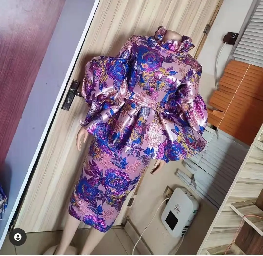 

High Quality African Jacquard Brocade Lace Fabric Nigerian Floral Damask Material Cloth Brocard Tissu 5 Yard Africain DJO3