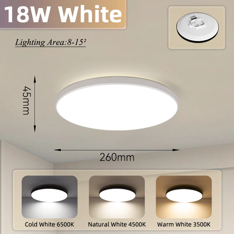 

Потолочный светодиодный светильник круглый IP65 водонепроницаемый 18/30Вт для ванной комнаты кухни балкона