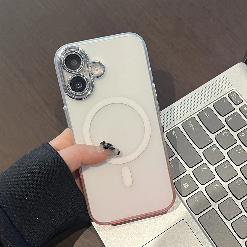 INS Красочный матовый чехол для телефона с градиентом и тонкими отверстиями iPhone 16