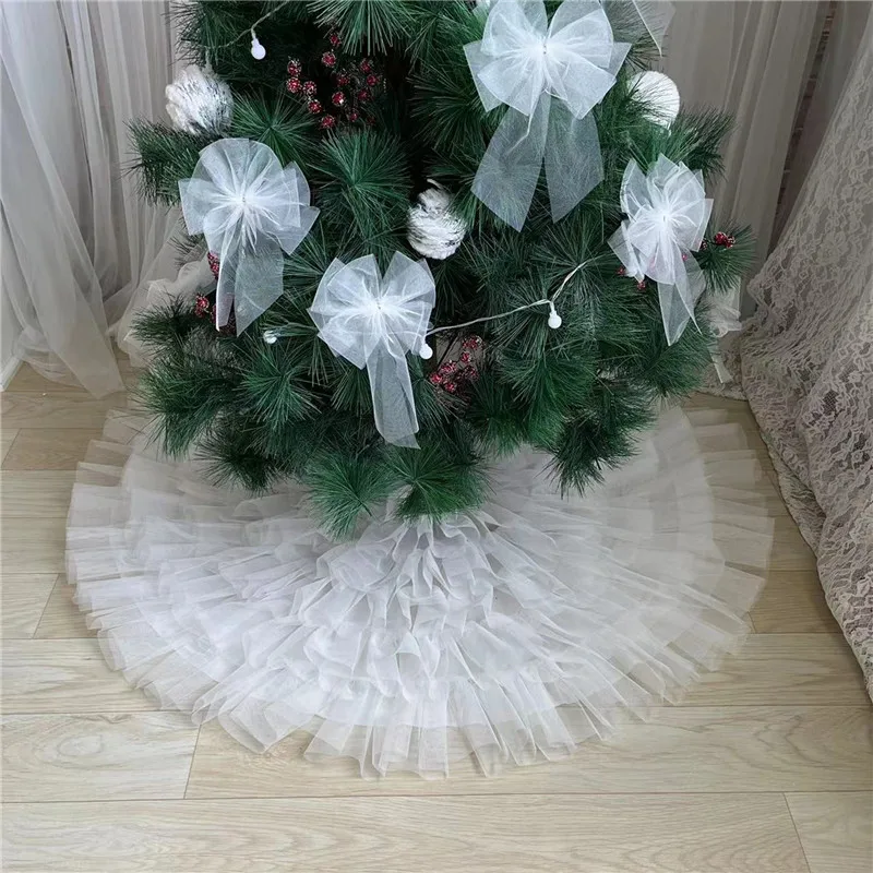

78/90/120 см юбка на рождественскую елку, белый сетчатый ковер, снежинка, красочный помпон, коврик для дома, Рождественская елка, новогодний декор
