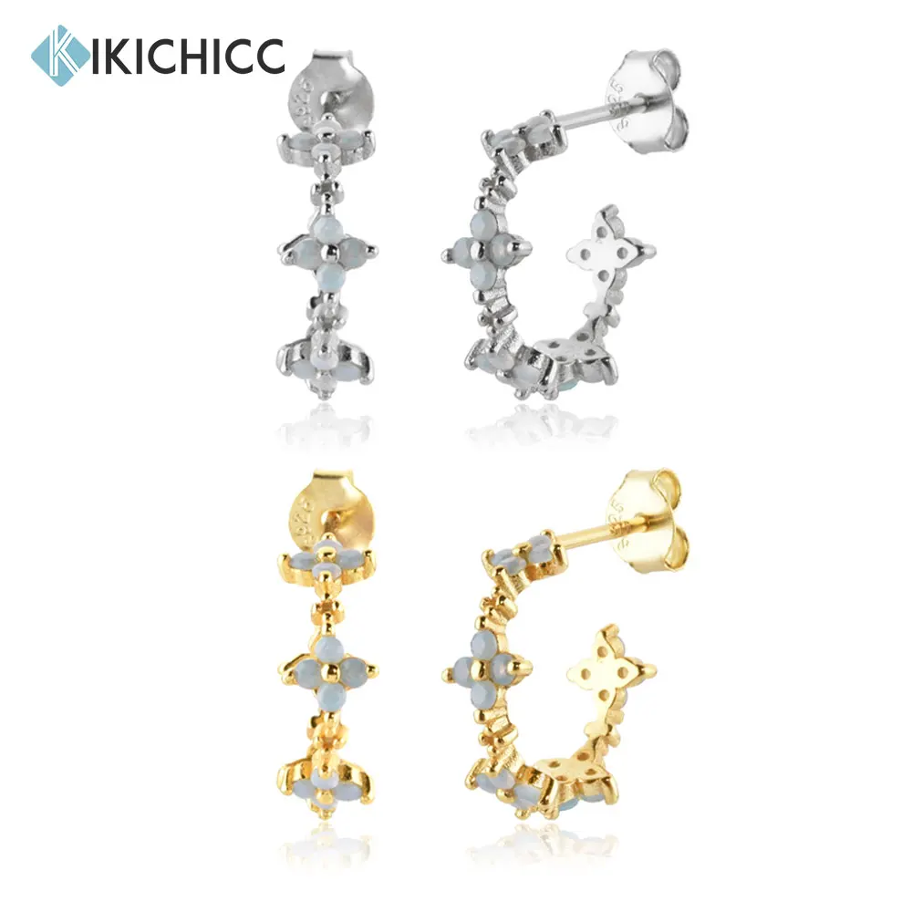 

KIKICHICC 925 Sterling Silver Gold Flower Zircon CZ Hoops Piercing Rock Punk Jewelry Luxury 2022 Crystal Jewels Wedding Party