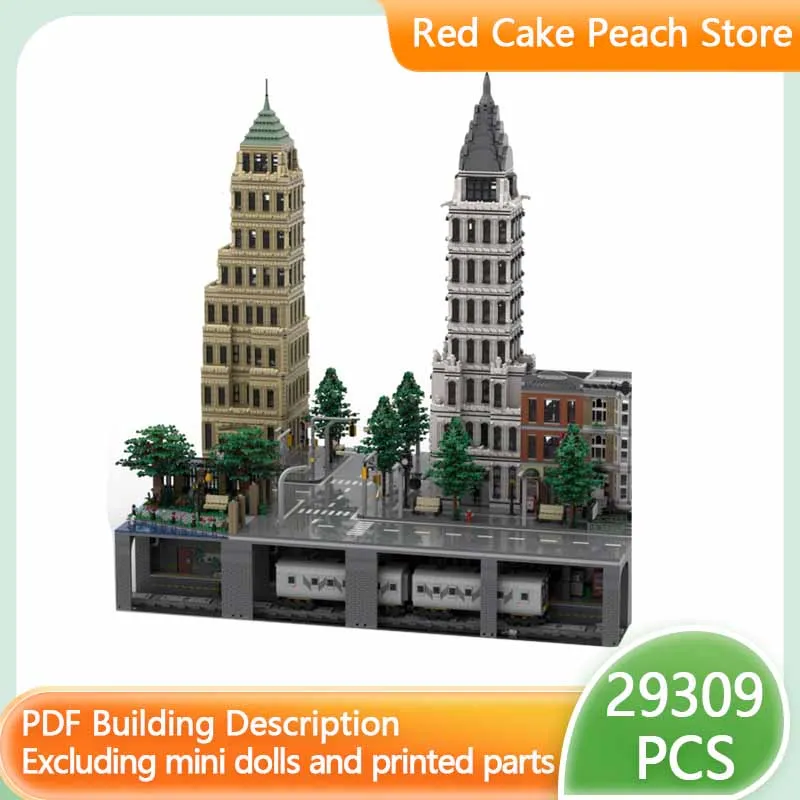 Модель Street View MOC строительные кирпичи НОВЫЙ год две части модульная технология