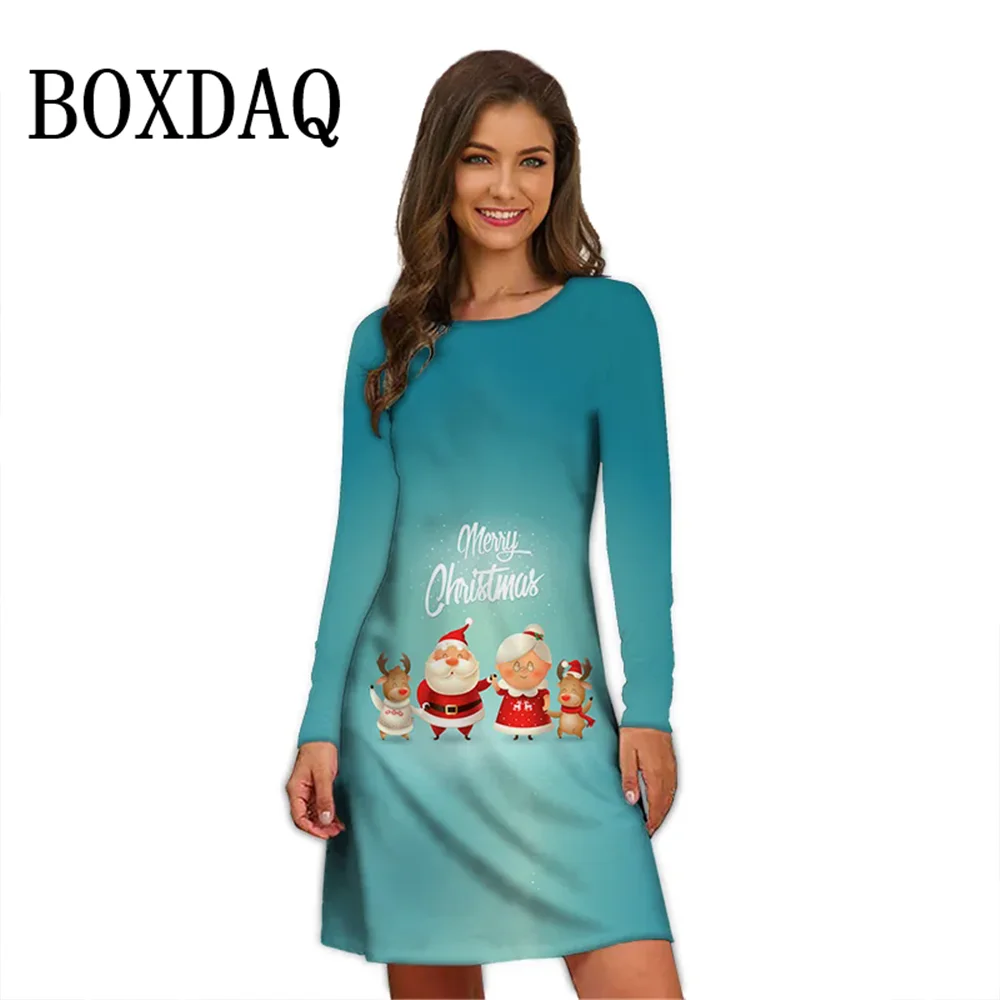 2025 веселые рождественские вечерние платья зимнее милое платье с длинными