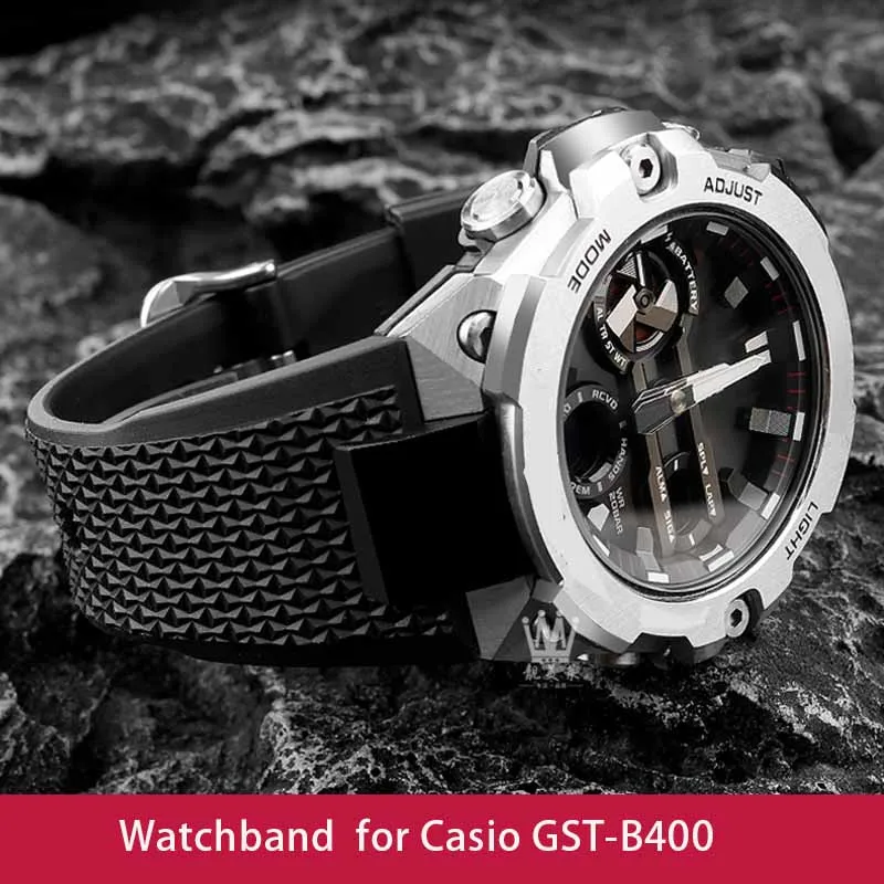 

Выпуклый силиконовый ремешок для часов Casio 5657 GST-B400 series, ремешок-цепочка для часов G-Shock, водонепроницаемый браслет из смолы 14 мм