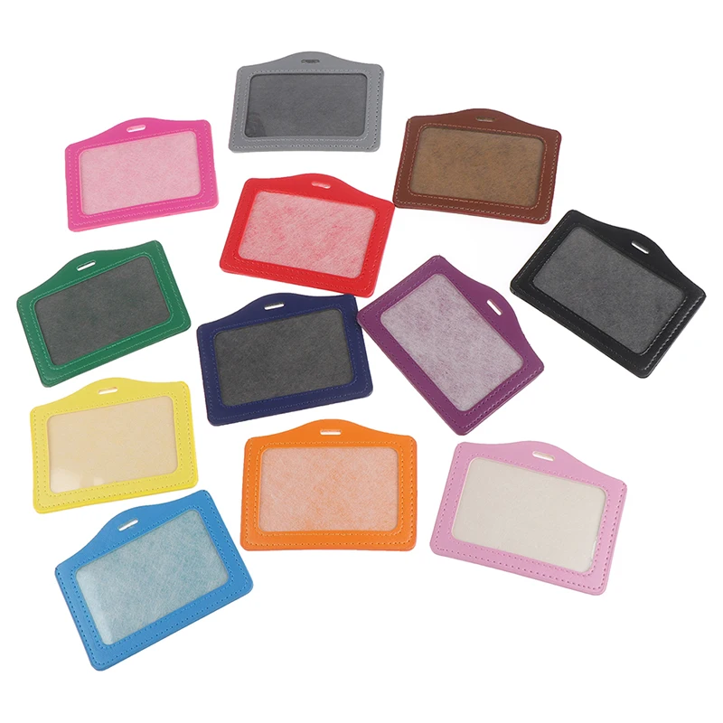

Men Business Badge Card Case PU Card Holder Women Employee Transparent Card Cover Student PU Leather ID Name Card Holder