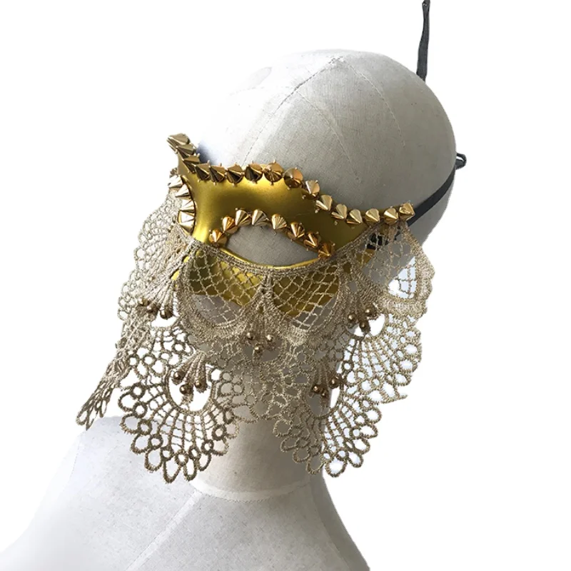 

Stage Golden Hollow Lace Stage Show Halloween Party Mask Beauty