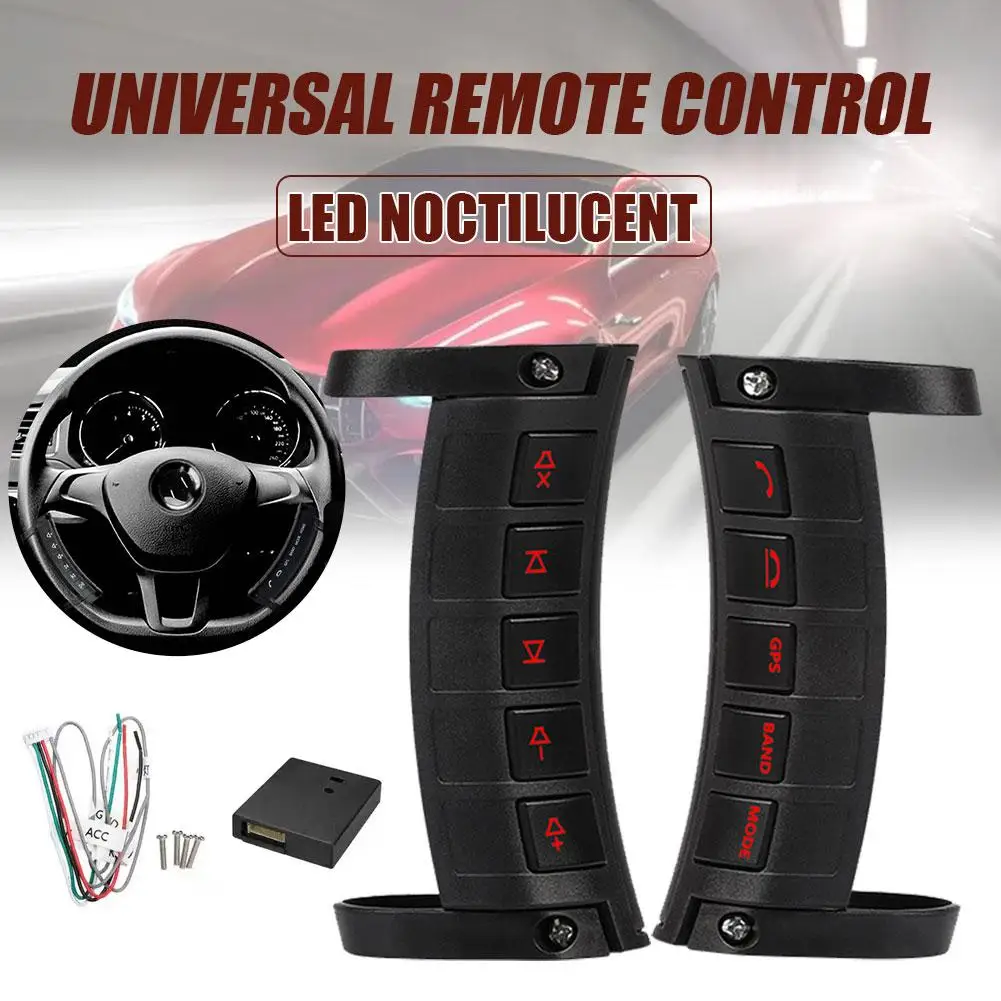 

10 Keys Universal Car Wireless Steering Wheel Controller Remote Button Led Backlight Wireless Bluetooth for Car Radio DVD W H2Q4