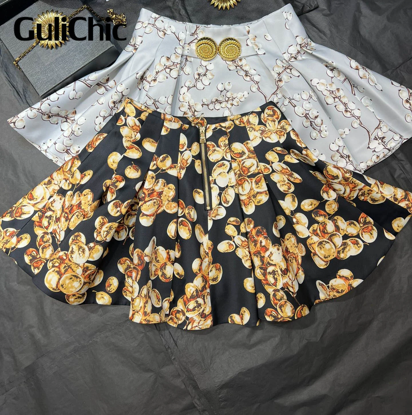 11 1 GuliChic женская элегантная темпераментная юбка с высокой талией ацетатный шелк