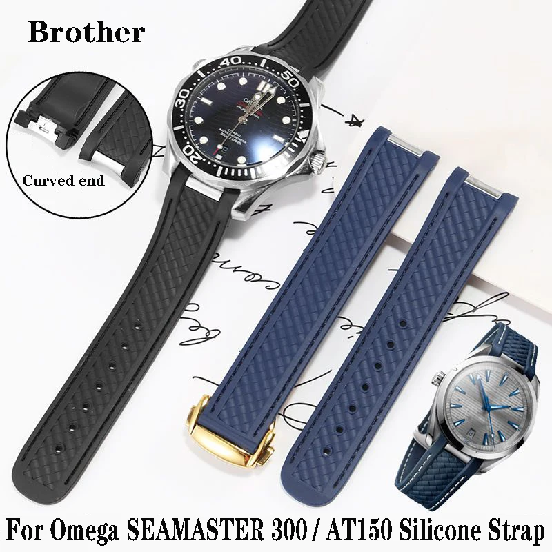 

For Omega SEAMASTER 300 AT150 DE VILLE SPEEDMASTER Watchbands Soft Silicone Watch Strap Watch Accessories Rubber Watch Bracelet