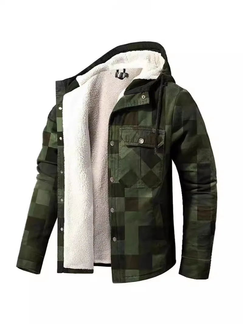 Мужская зимняя теплая куртка-карго с флисовой подкладкой плотное теплое