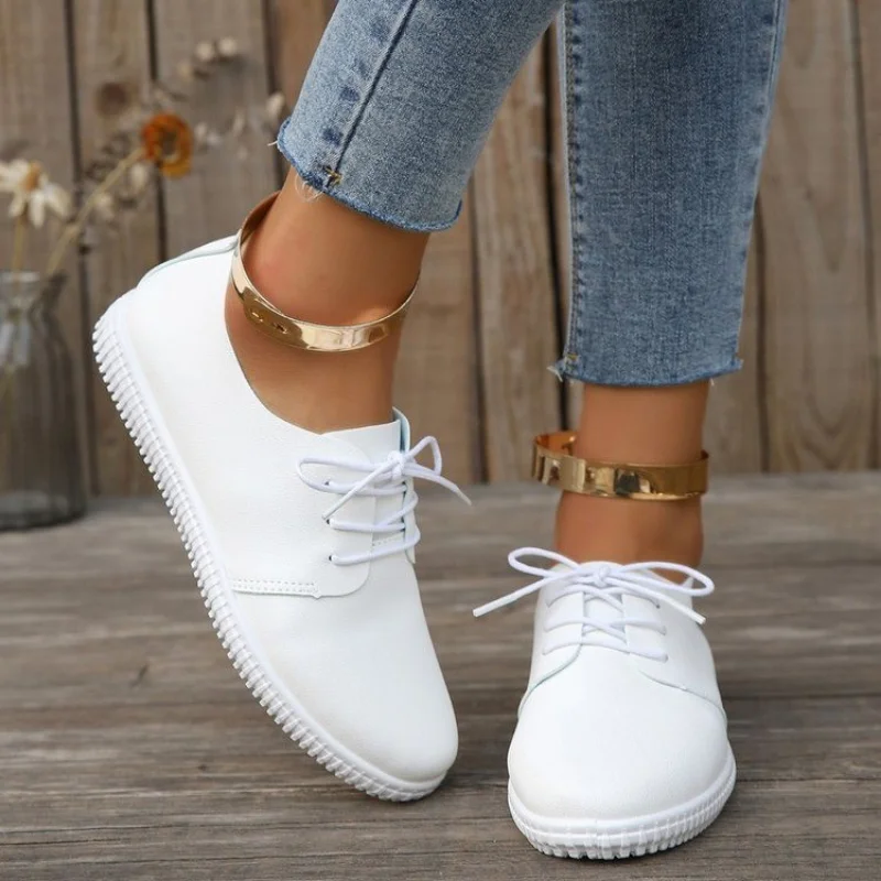

Кеды женские на шнуровке, простая Вулканизированная подошва, повседневная спортивная обувь, Нескользящие, белые