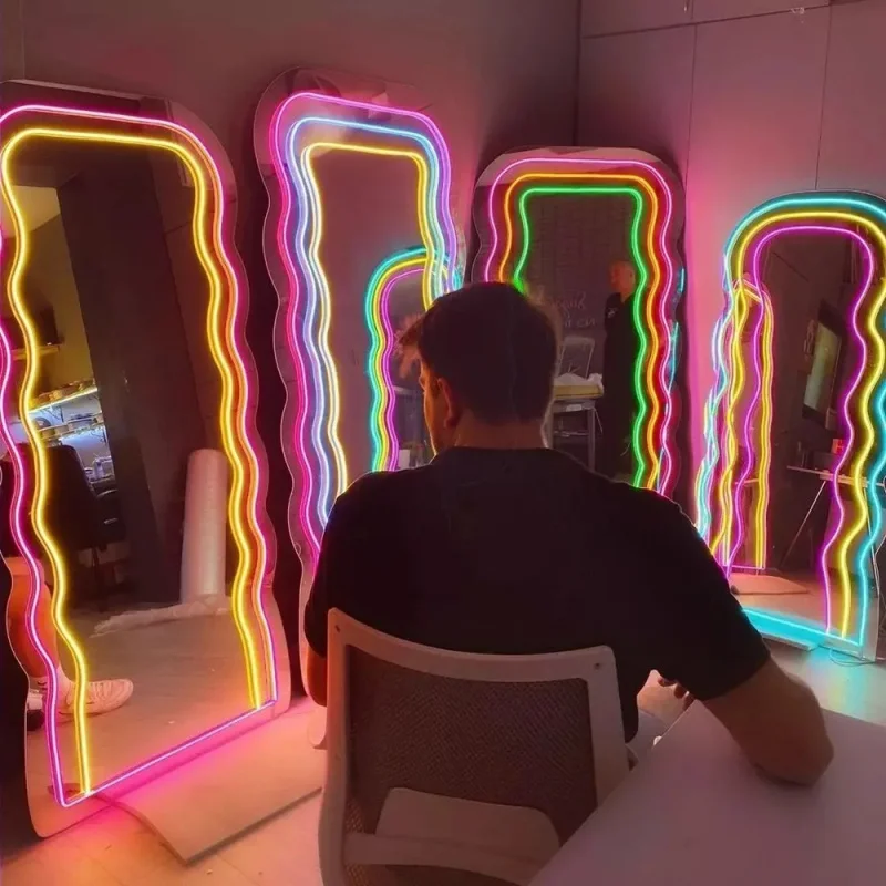 (На заказ) волнистые зеркальные неоновые вывески Winbo Настенный декор необычные