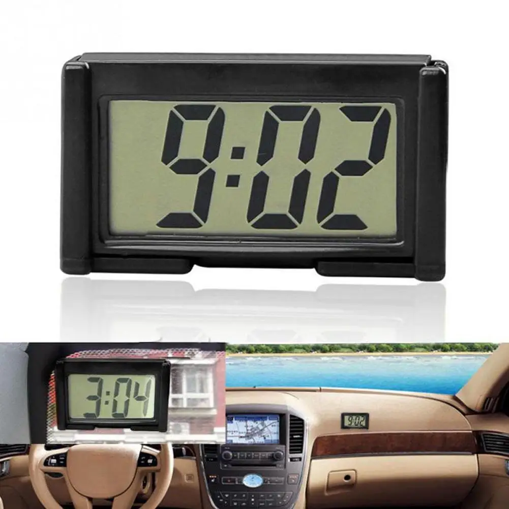 

Car Dashboard Digital Clock - Vehicle Adhesive Clock With Jumbo LCD Time & Day Display - Mini Automotive Stick On Watch For Car