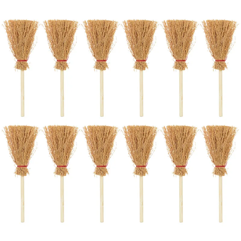 

10/20pcs Mini Witch Broom Witchcraft Accessories Dust Removal Broom Wicca Celtic Pentagram Raw Crystal Wicca Altar Broom