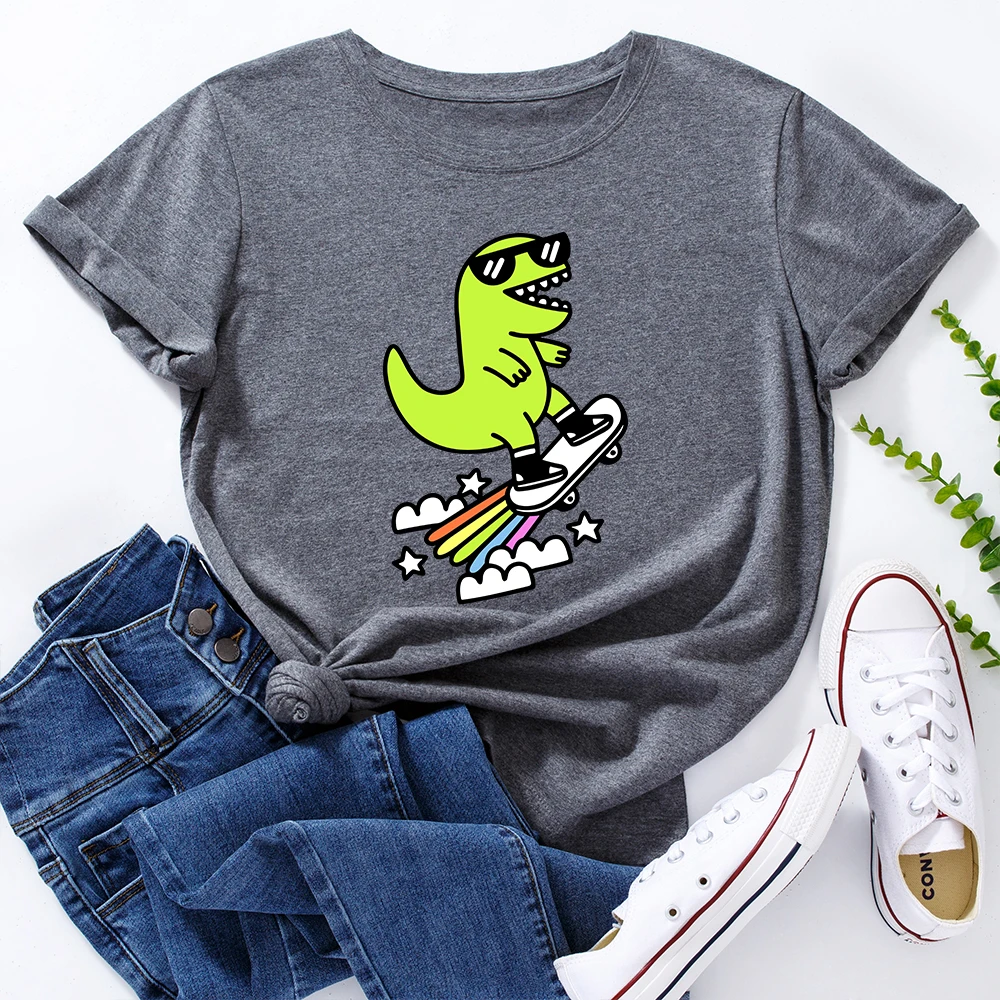 

Футболка женская хлопковая с коротким рукавом и круглым вырезом, летняя