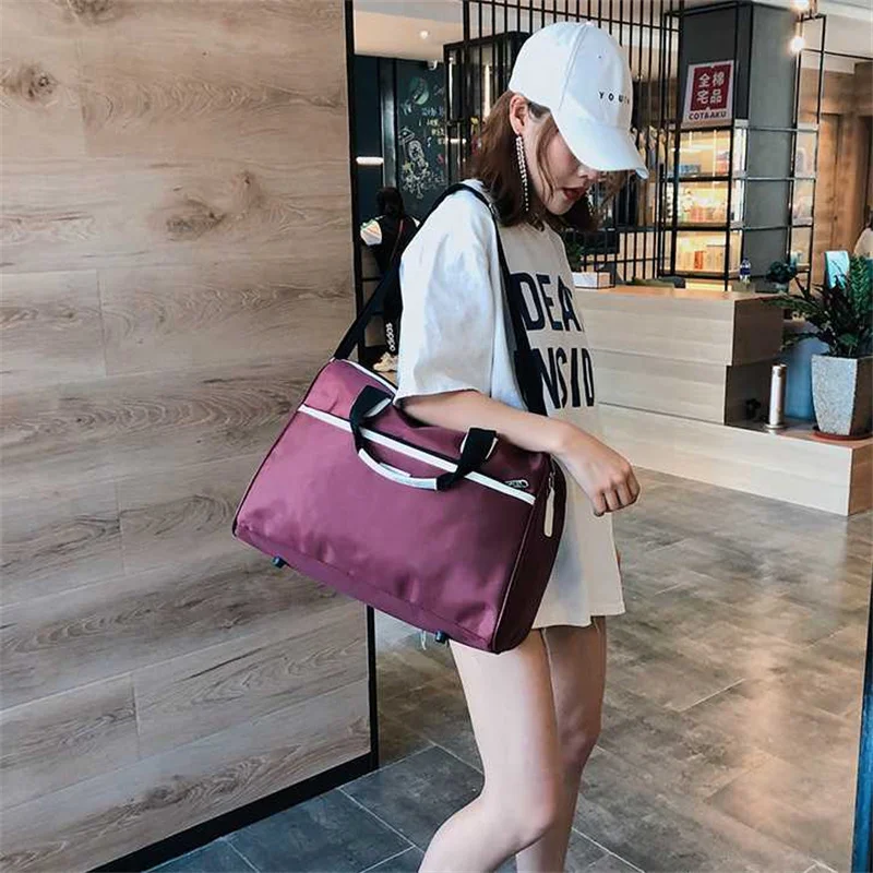 Large Capacity Women Travel Bag Waterproof Stripe Weekend Overnight Duffle Bags Female Hand  Luggage Big Shoulder Packing Cubes