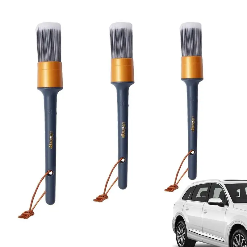 

3Pc Car Detailing Brush Auto Detailing Kit For Leather Seats Cleaning Brush Car Interior Accessories Car Cleaning Brush Tools